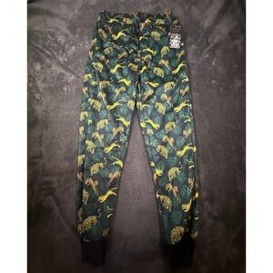 Ed Hardy Mens Tiger Tropical Leaf Print Lounge M‎ Pants Black Green NWT 30x28
